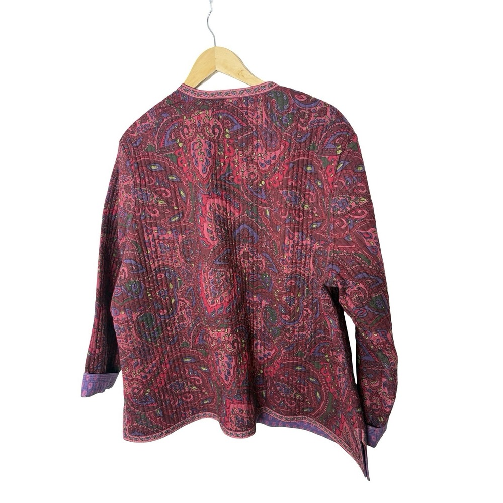 Vintage Appleseeds Reversible Quilted Jacket Womens 2X paisley Boho Cottage - Picture 3 of 3
